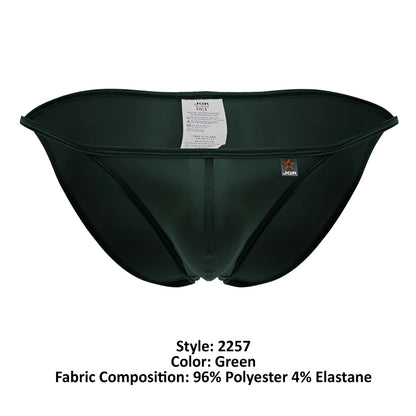 Dark green jor 2257 axel bikini swim trunks with sleek form-fitting design made of 96% polyester and 4% elastane