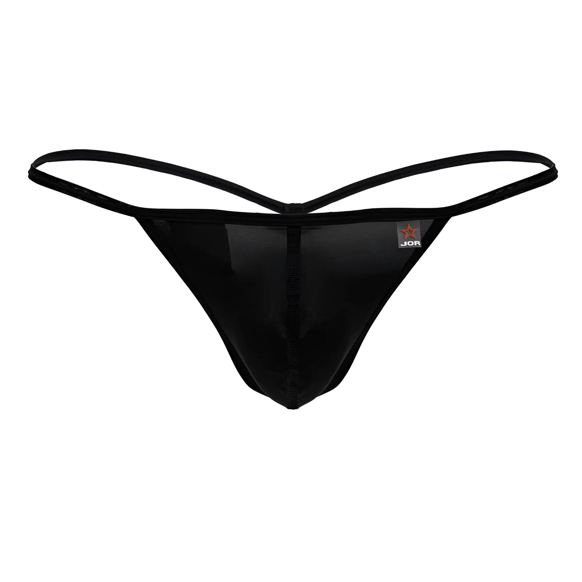 Black jor 2258 axel g-string thong with sheer mesh front panel and thin adjustable straps