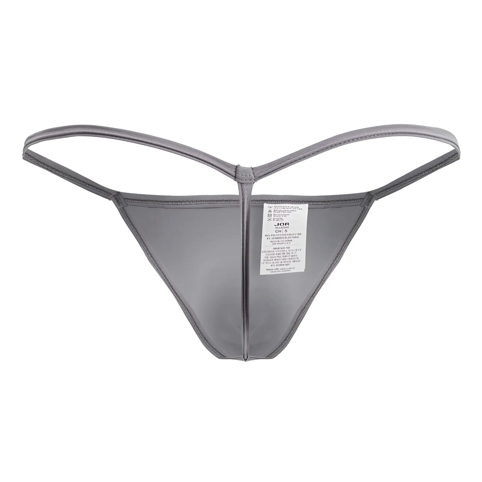 Gray jor 2258 axel g-string thong made of stretchy smooth fabric with sleek minimalist design visible from back side