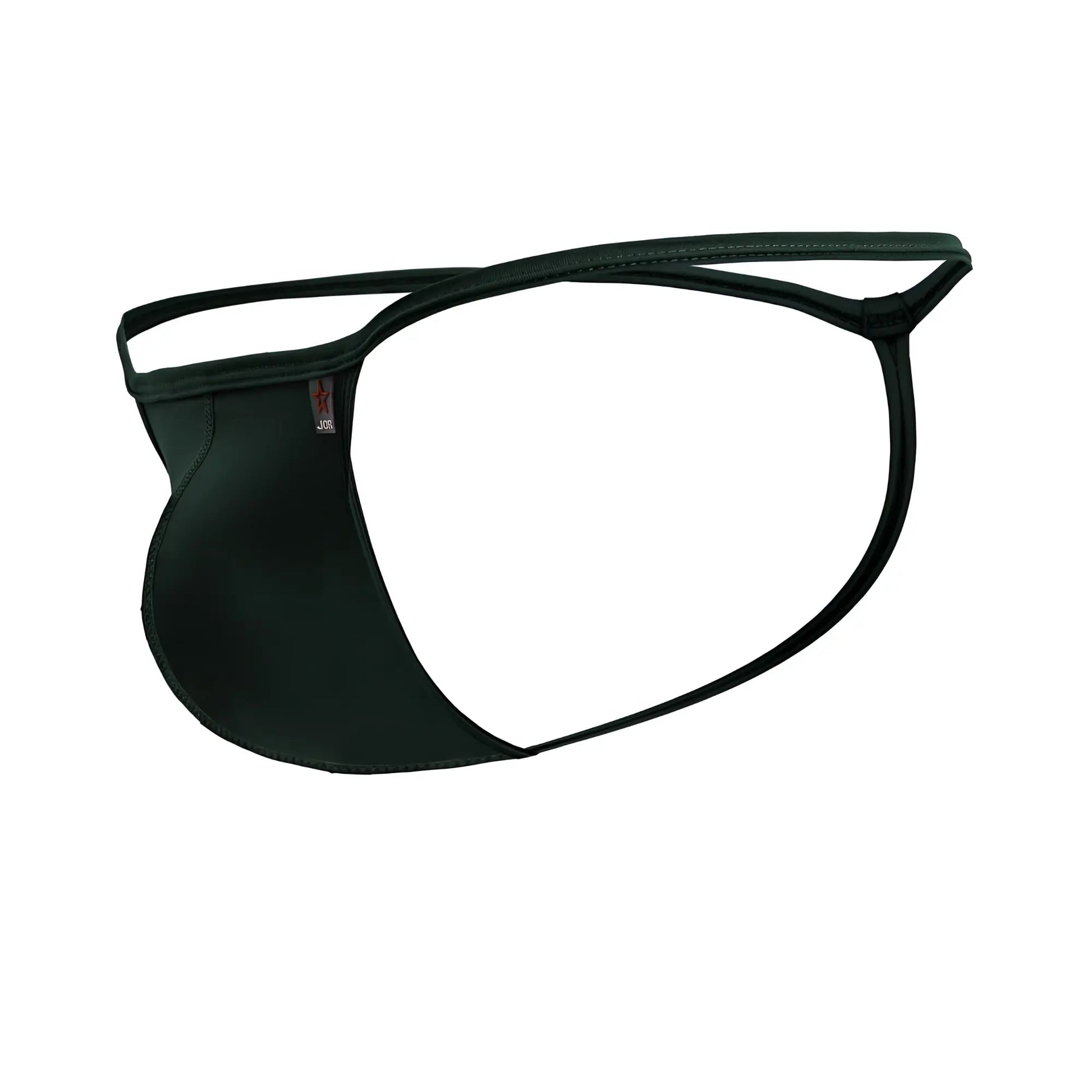 Black sleek form-fitting thong made of smooth elastic fabric with a minimalist design from JOR 2258 Axel G-string color green
