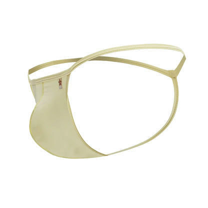 Cream-colored sheer mesh thong with a thin elastic waistband and red star logo in jor 2258 axel g-string color yellow