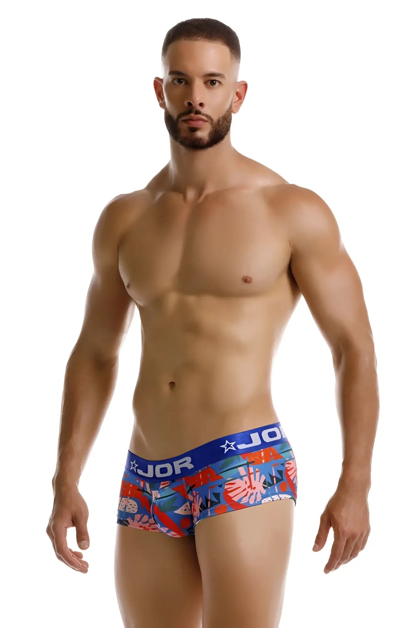 Blue and red patterned jor 2269 south trunks mens briefs with tropical print for comfortable everyday wear