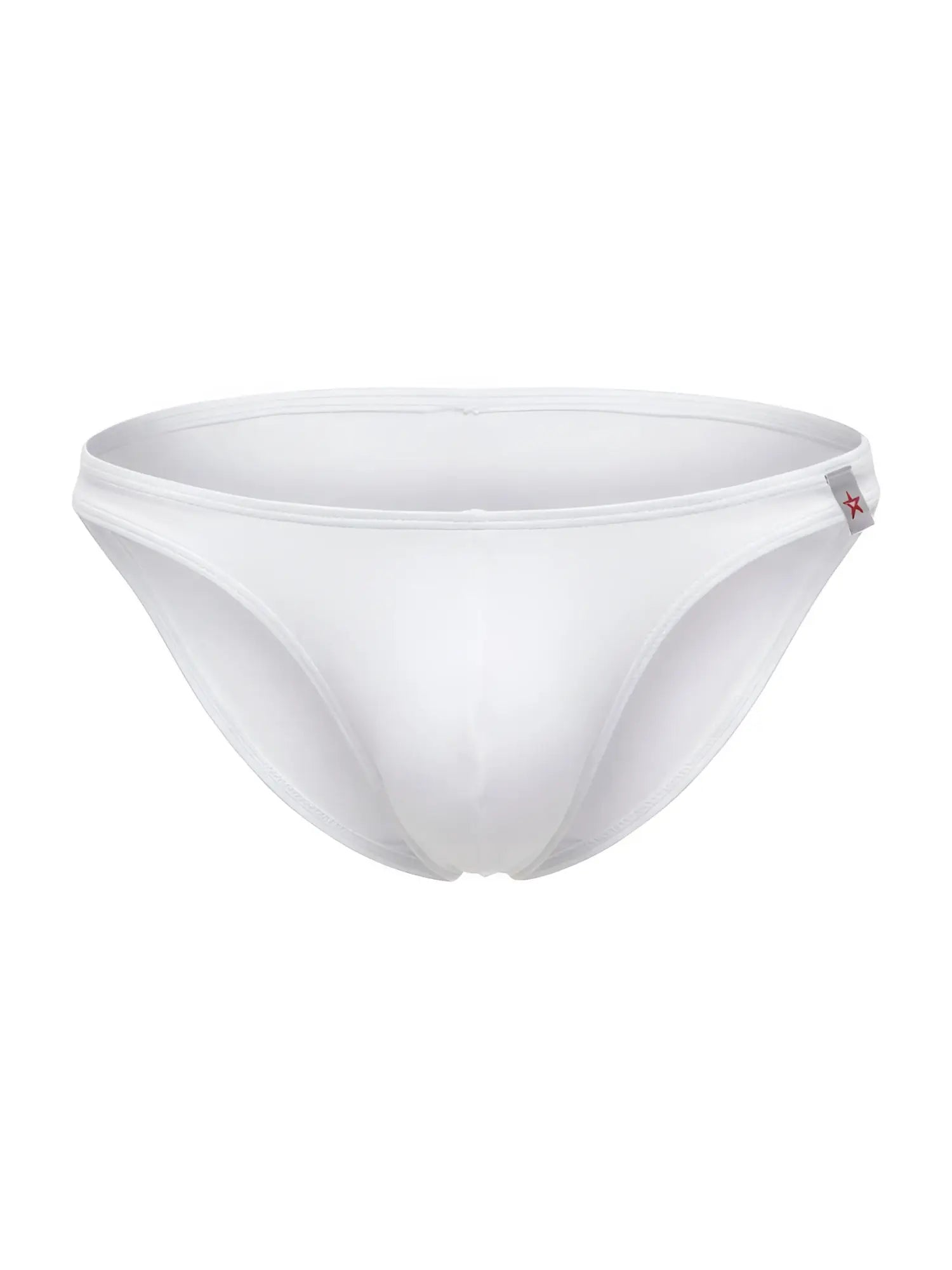 Jor 2273 travel swim bikini white seamless briefs with minimalist design and small red star logo on the side