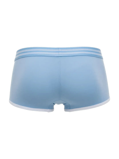 Light blue jor 2320 college trunks briefs with white trim and three horizontal stripes on the waistband