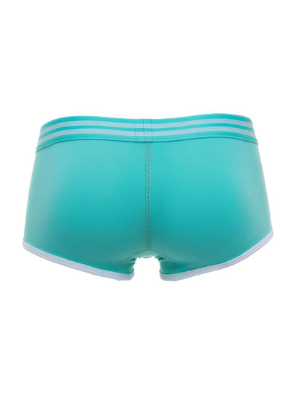 Jor 2320 college trunks color mint turquoise athletic briefs with white trim and three horizontal waistband stripes