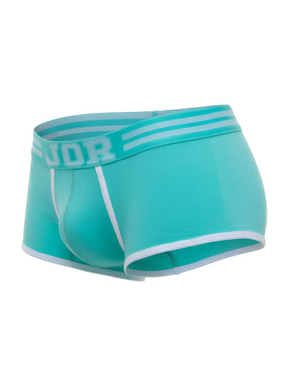 Turquoise jor 2320 college trunks men’s briefs with white trim and branded waistband in mint color