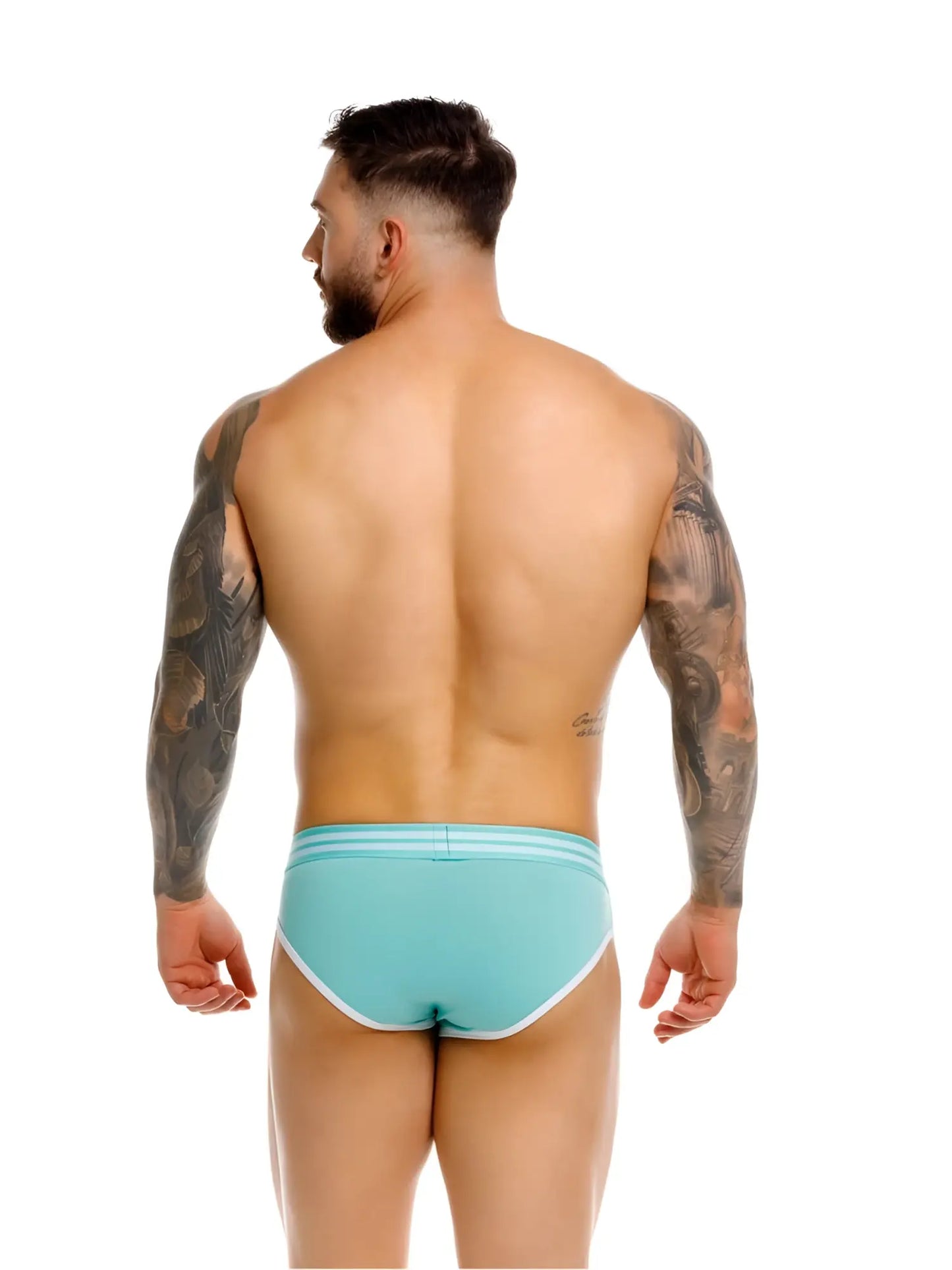 Light blue jor 2321 college briefs with white trim comfortable mint color cotton fabric
