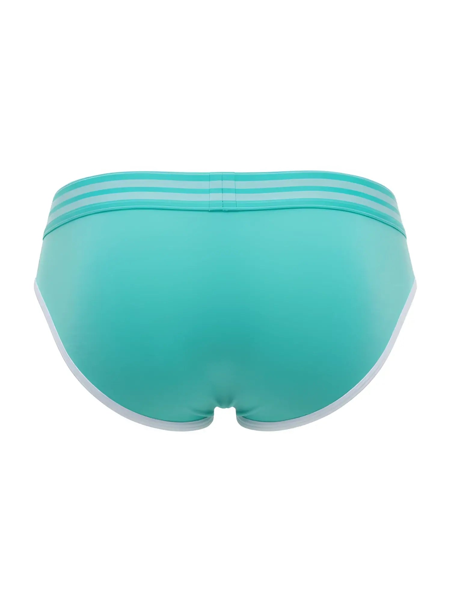 Teal jor 2321 college briefs with white trim and three horizontal waistband stripes in mint color