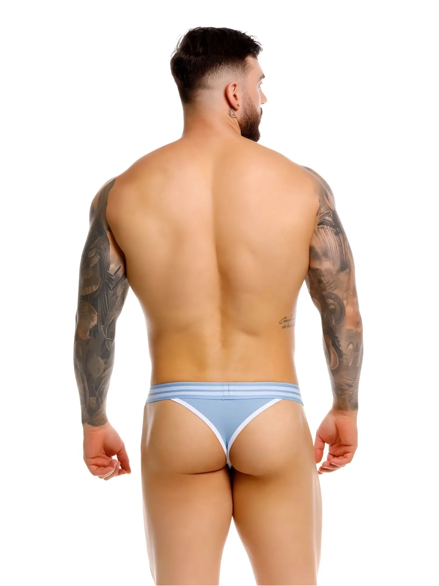 Jor 2323 college thongs in blue light blue and white striped briefs with a snug form-fitting design