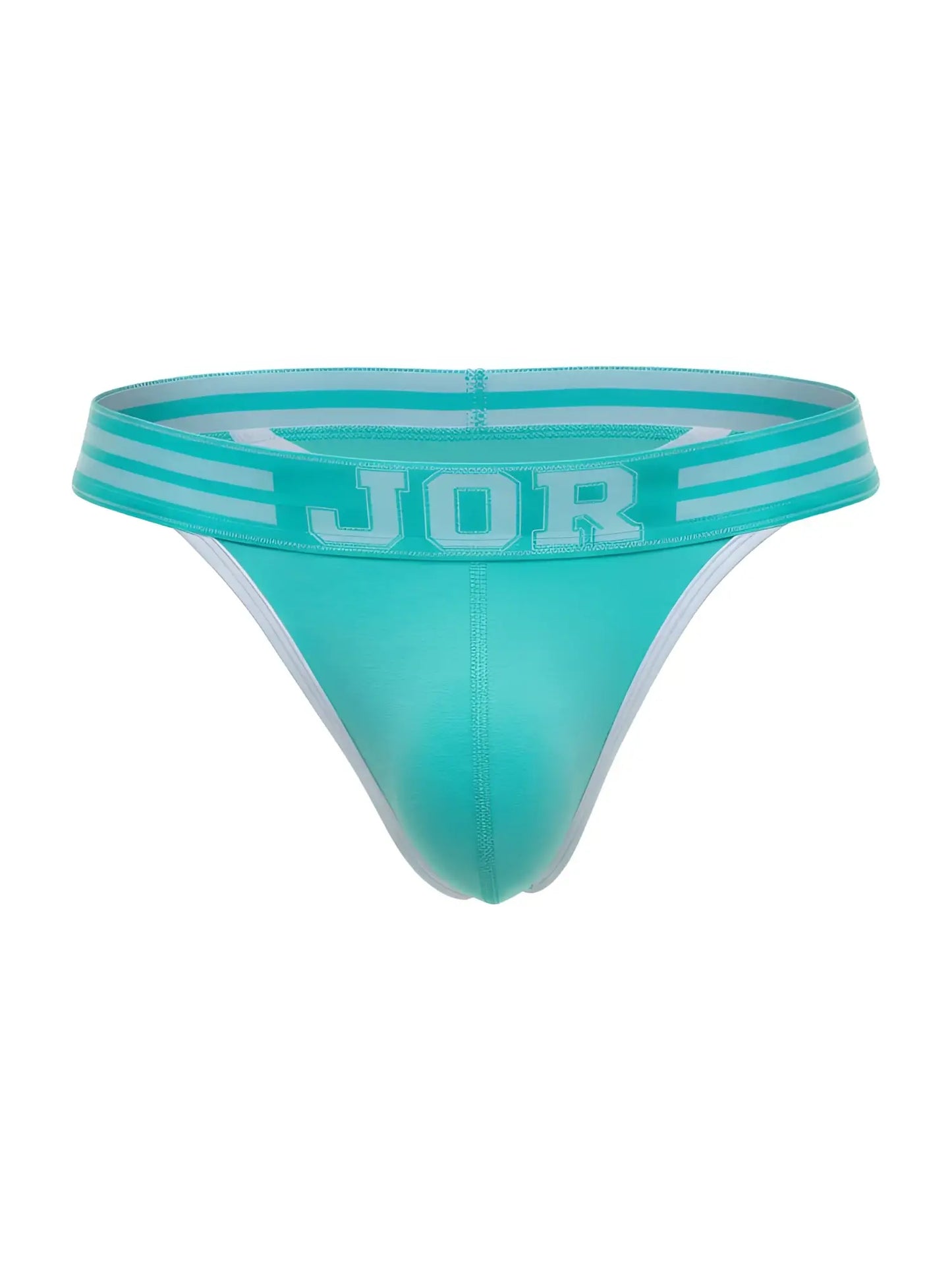 Teal Jor 2323 College thong with white trim and bold waistband lettering in mint color for comfortable wear
