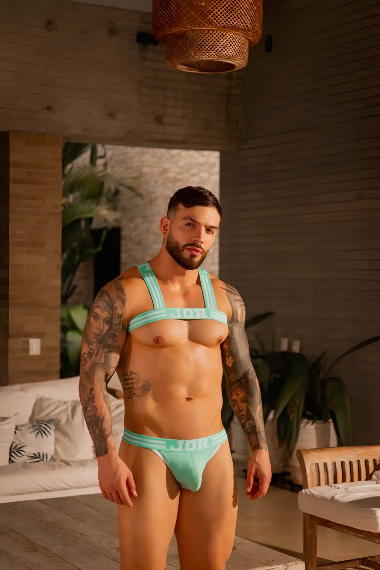 Jor 2323 college thongs in mint turquoise with branded briefs and matching strappy top for stylish comfort