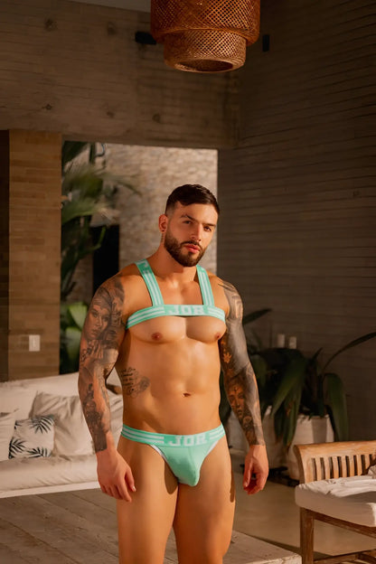Jor 2323 college thongs in mint turquoise with branded briefs and matching strappy top for stylish comfort