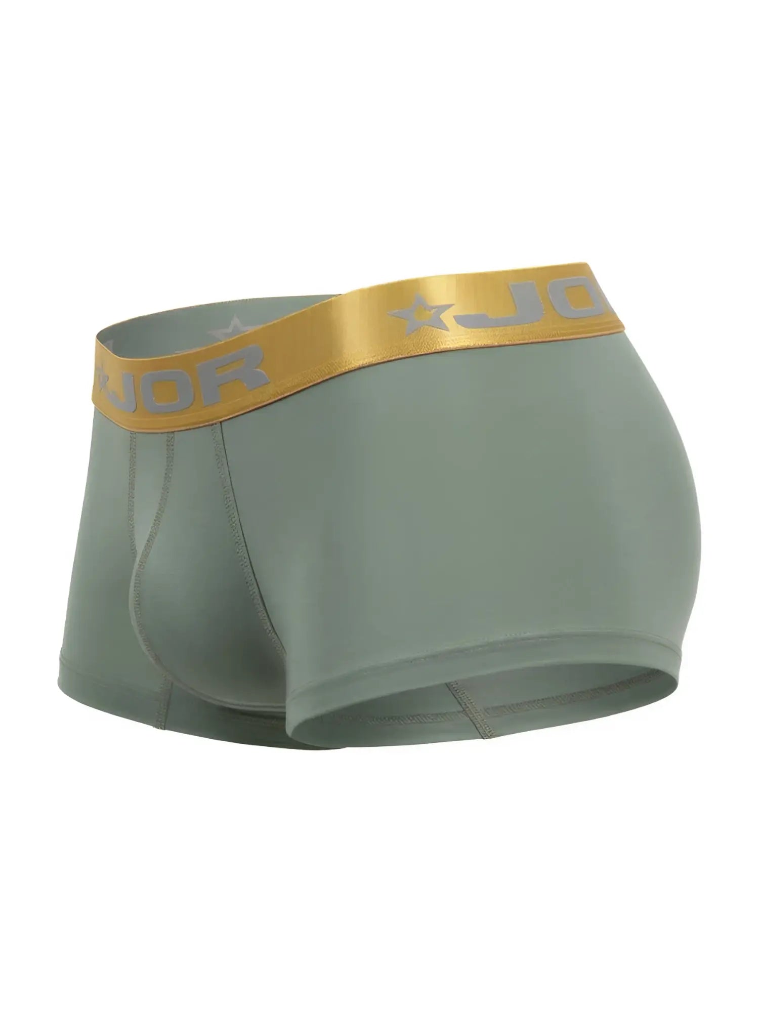 Mint green jor 2326 soho trunks boxer briefs with gold elastic waistband featuring jo logo and star emblem