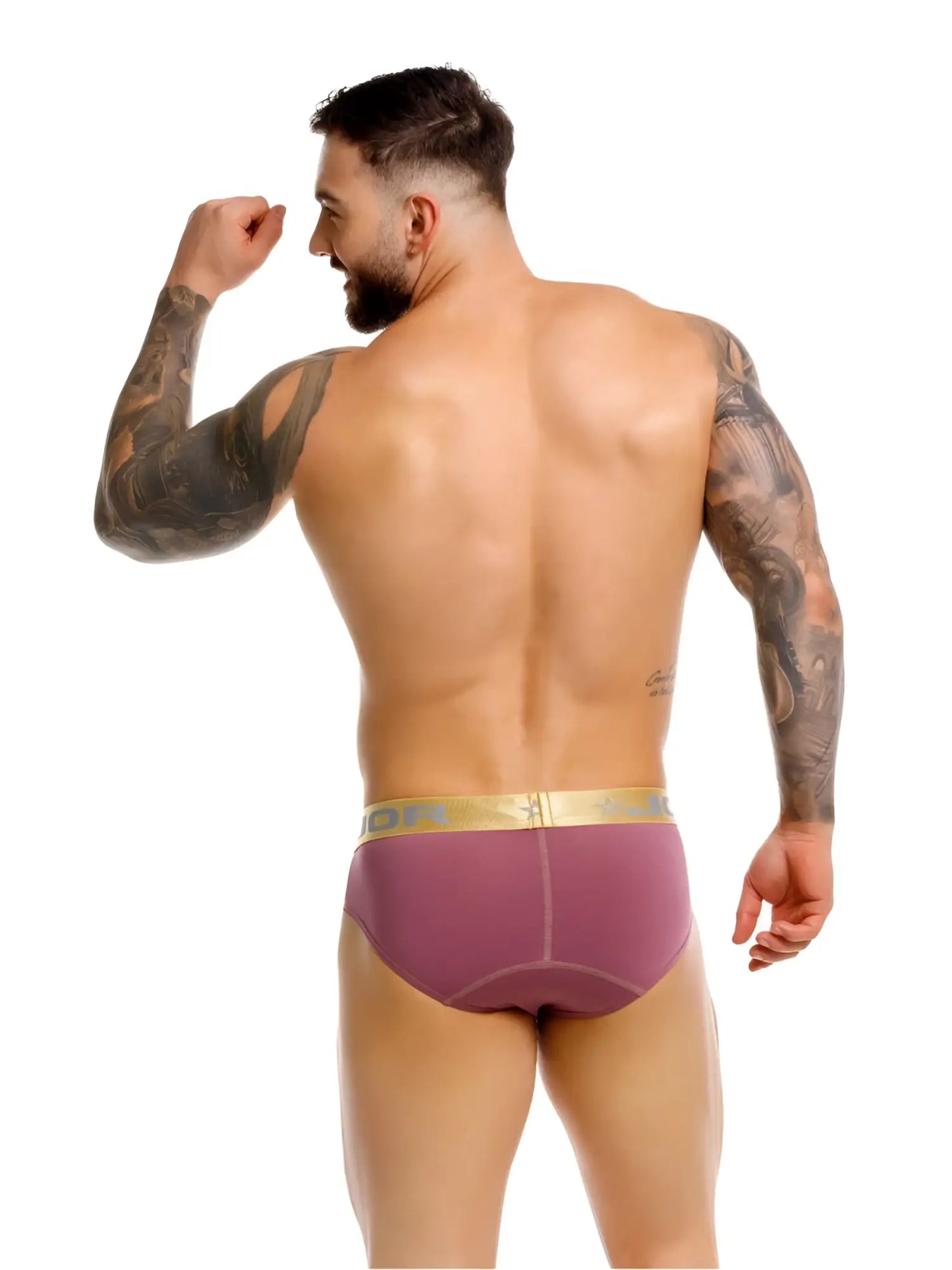 Jor 2327 soho briefs in wine purple with gold elastic waistband men’s underwear for comfortable daily wear