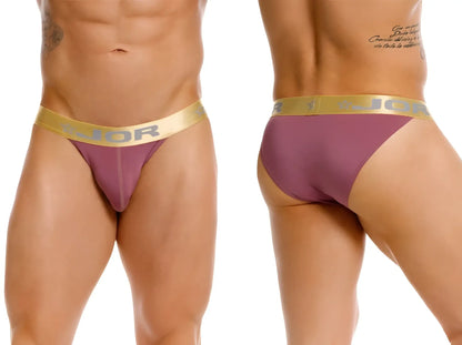 Purple jor 2328 Soho bikini briefs with gold elastic waistband in wine color for stylish comfortable wear