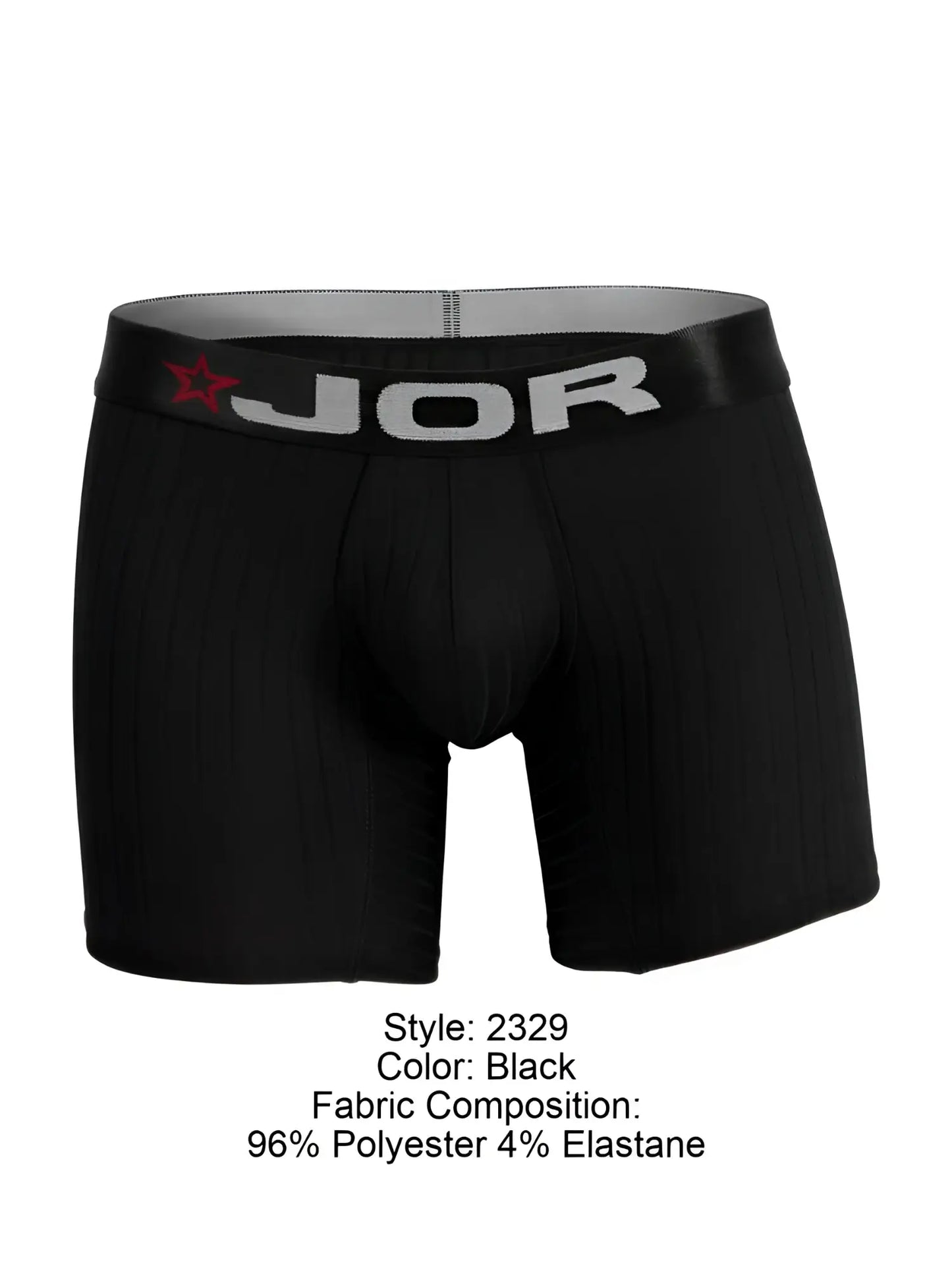Black jor 2329 cronos boxer briefs with gray waistband featuring brand logo and red star emblem