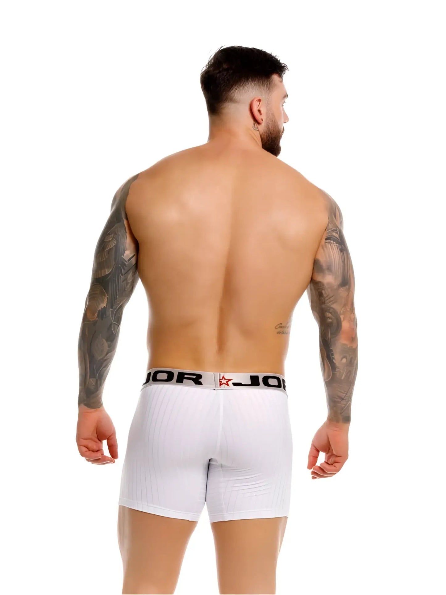 White jor 2329 cronos boxer briefs with black waistband and red star logo for comfortable everyday wear
