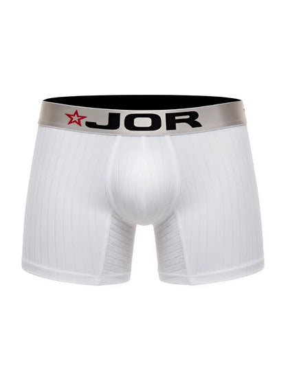 White jor 2329 cronos boxer briefs with silver waistband featuring brand logo and red star for comfortable wear