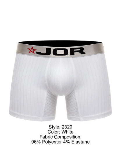 White jor 2329 cronos boxer briefs with silver waistband red star logo made of 96 polyester 4 elastane