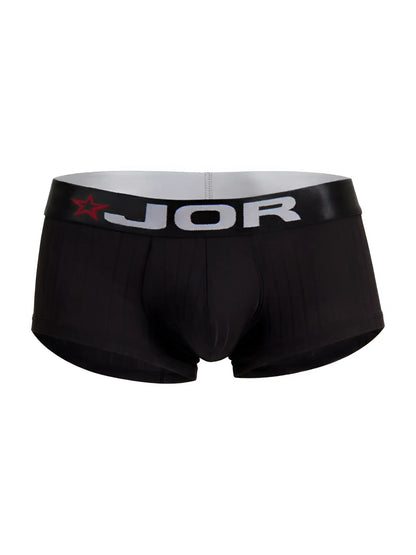 Black JOR 2330 Cronos men’s briefs with gray waistband featuring brand name and red star logo