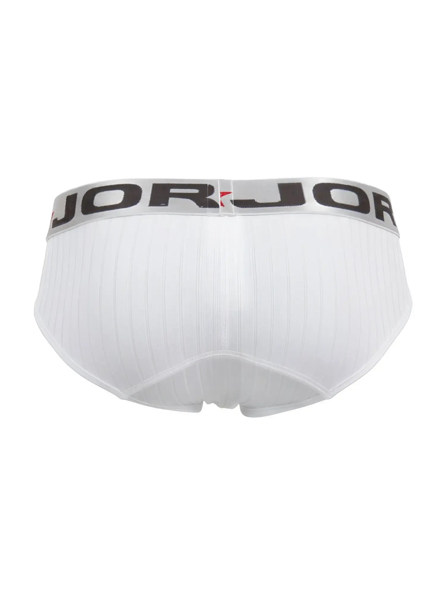 White jorjor men’s briefs jor 2331 cronos with ribbed texture and black logo band in white color