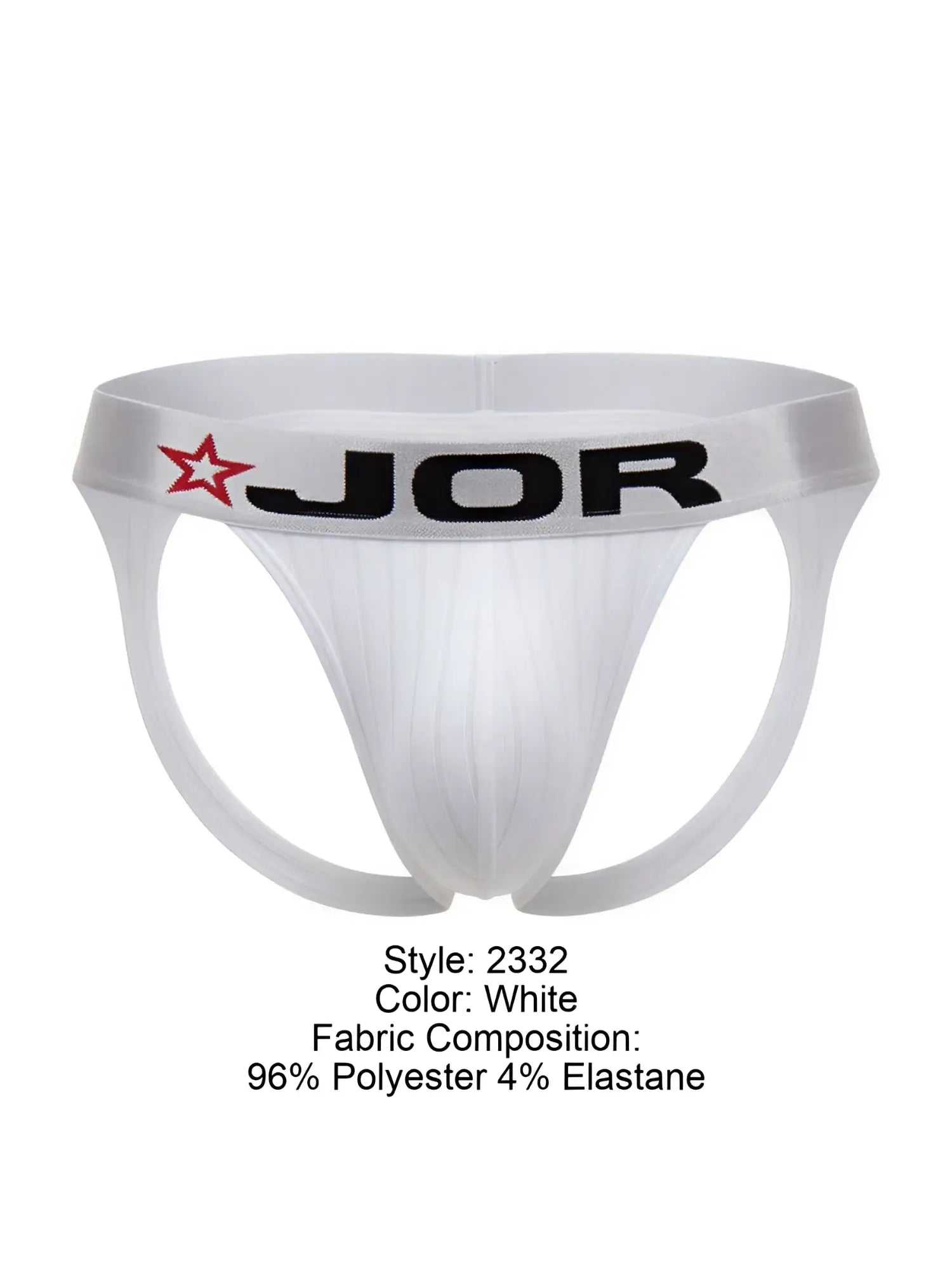 White jor 2332 cronos athletic briefs with black logo red star waistband made of 96 polyester 4 elastane
