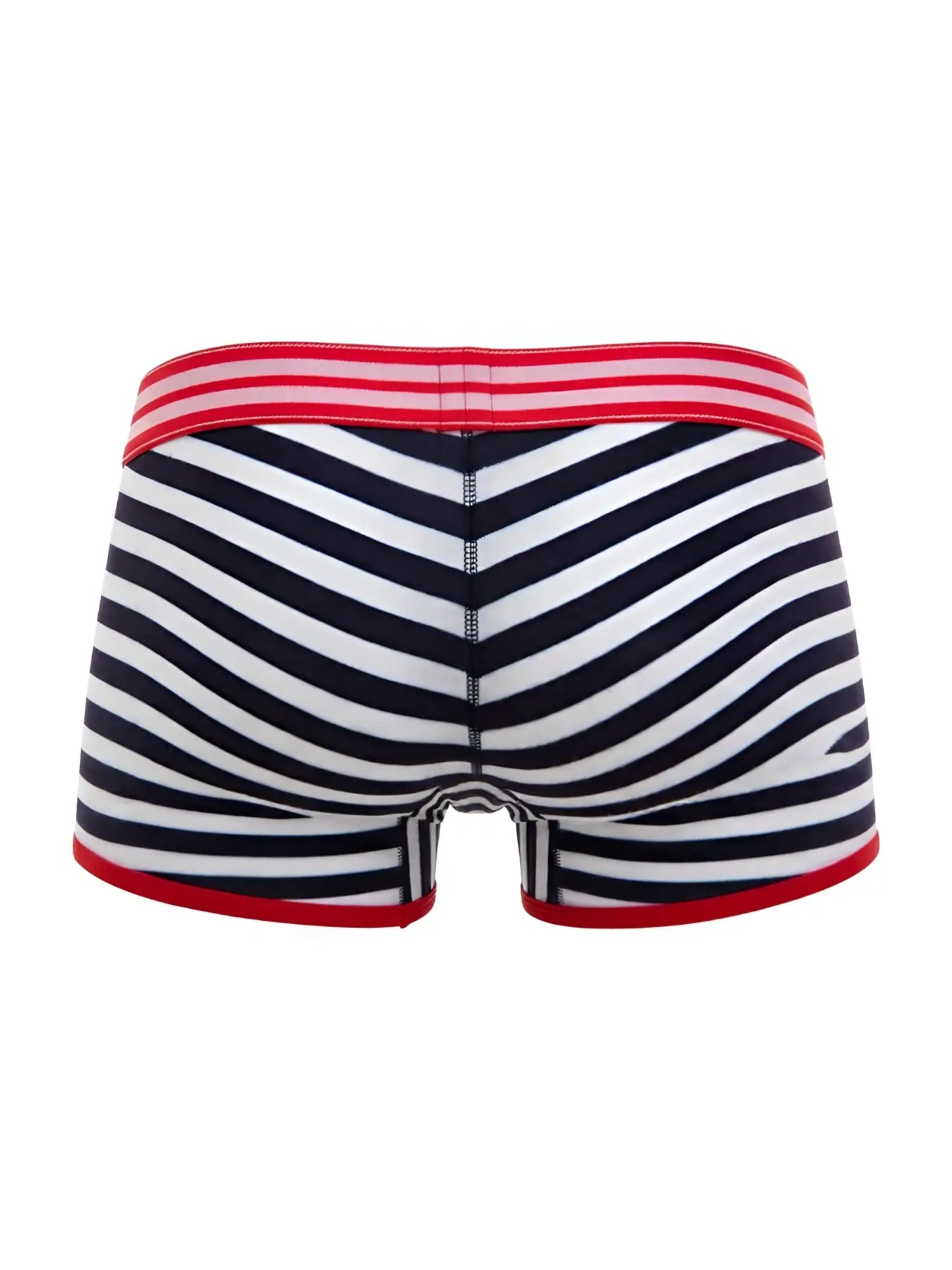 Navy and white diagonal striped boxer briefs with red trim jor 2334 santorini trunks color stripes front view
