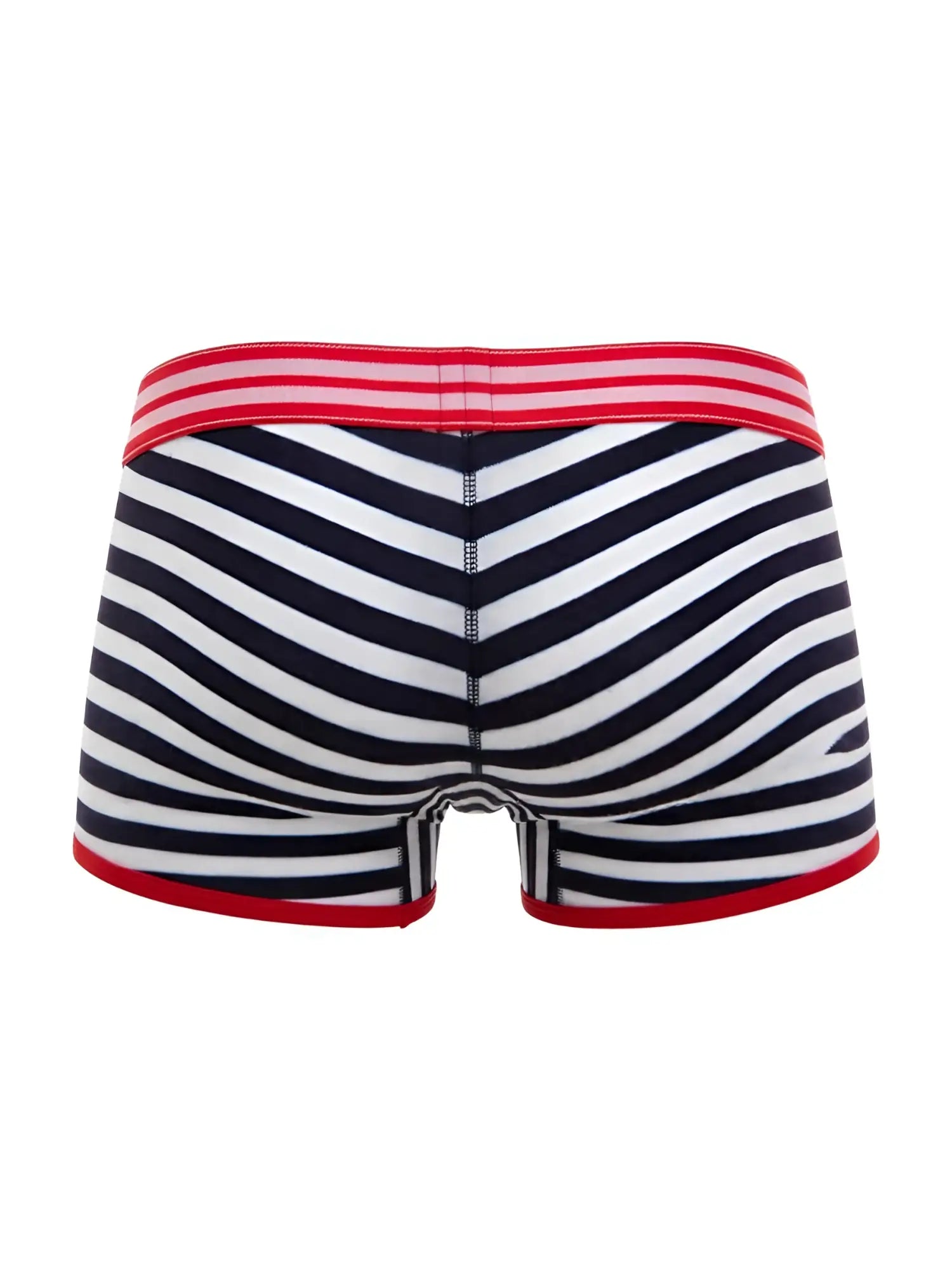 Navy and white diagonal striped boxer briefs with red trim jor 2334 santorini trunks color stripes front view
