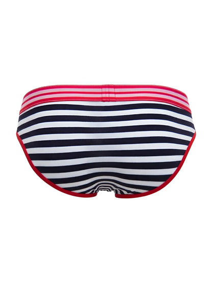 Navy and white striped JOR 2335 Santorini briefs with red trim featuring comfortable fabric for everyday wear
