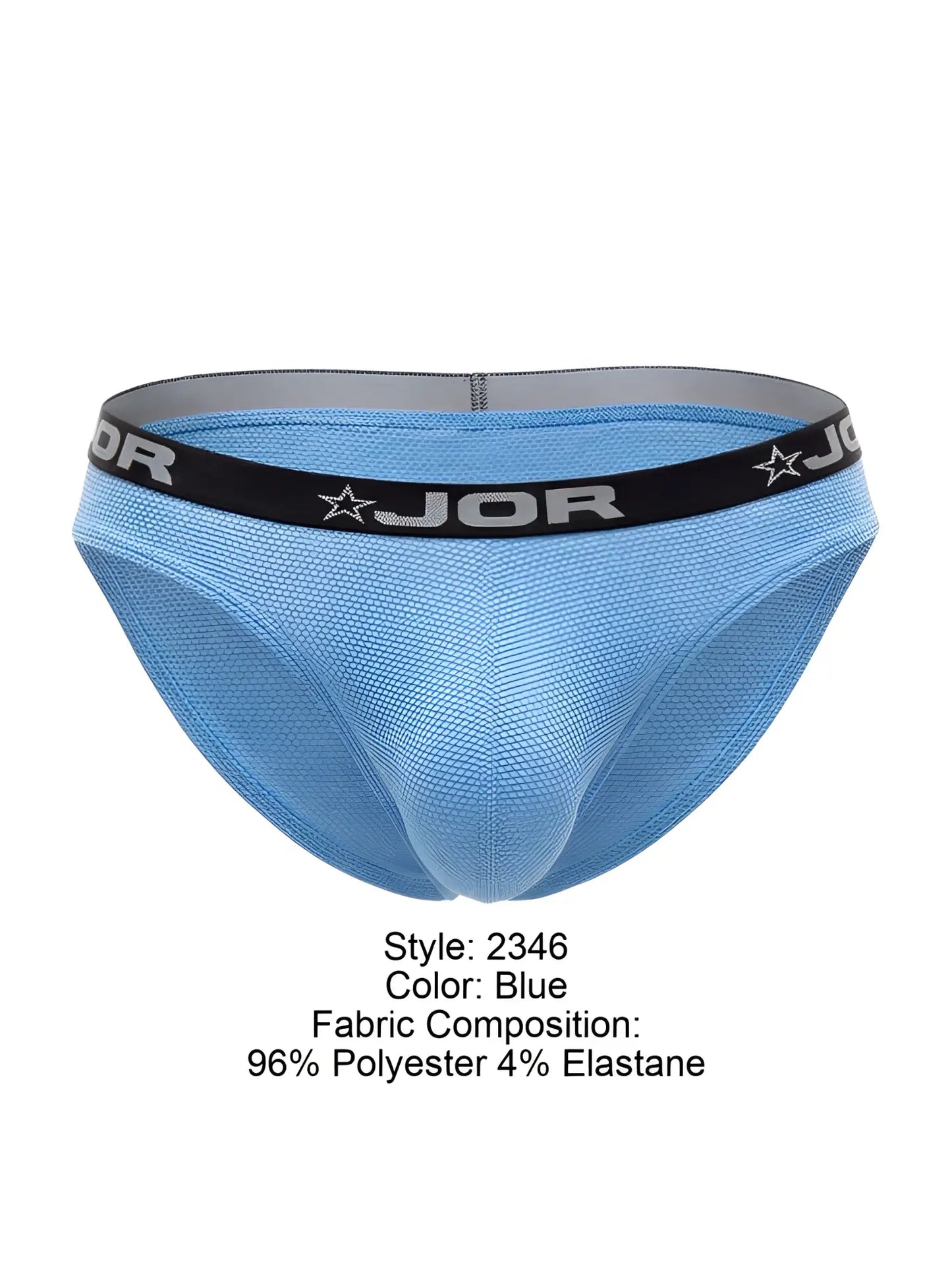 Light blue jor 2346 Cannes bikini briefs made of 96 polyester 4 elastane with black waistband and logo star emblem