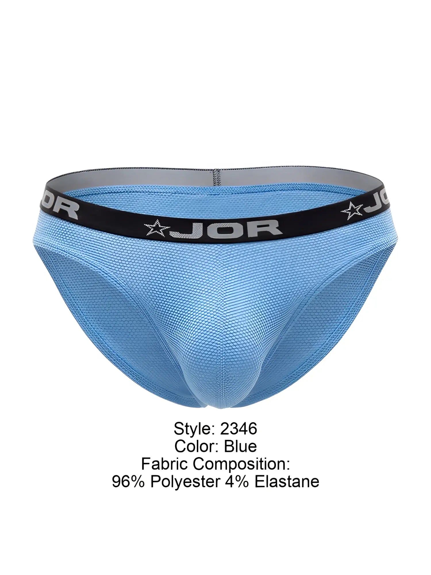 Light blue jor 2346 Cannes bikini briefs made of 96 polyester 4 elastane with black waistband and logo star emblem