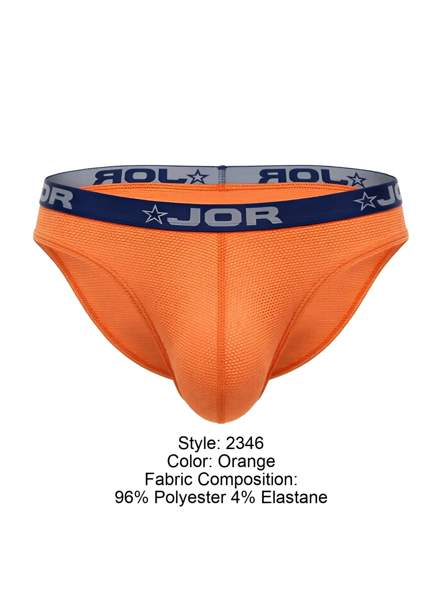 Orange jor 2346 cannes bikini briefs made of 96 polyester 4 elastane with navy waistband and star motifs