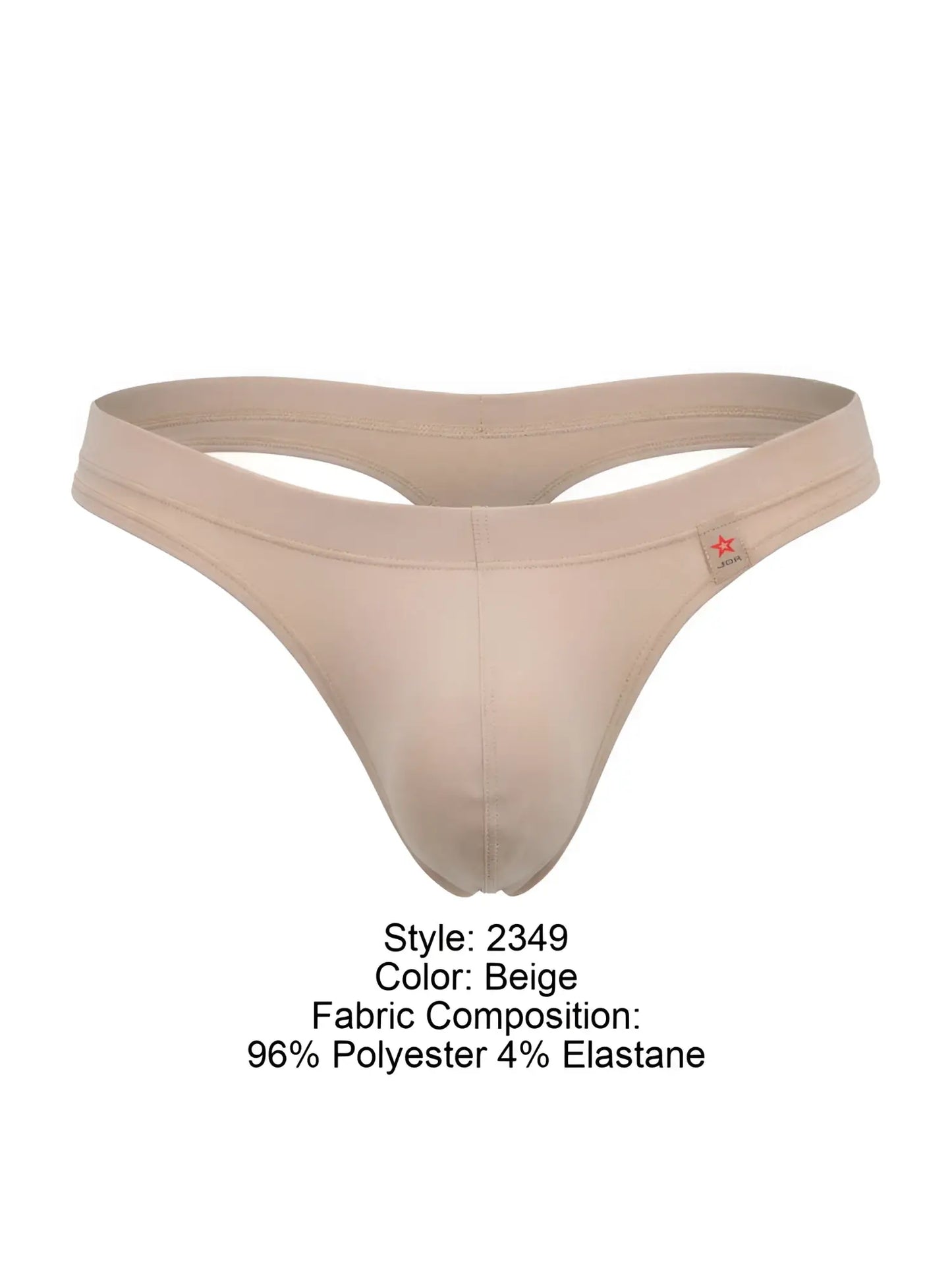 Beige jor 2349 invisible thong made of 96 polyester 4 elastane with small red star logo on the side