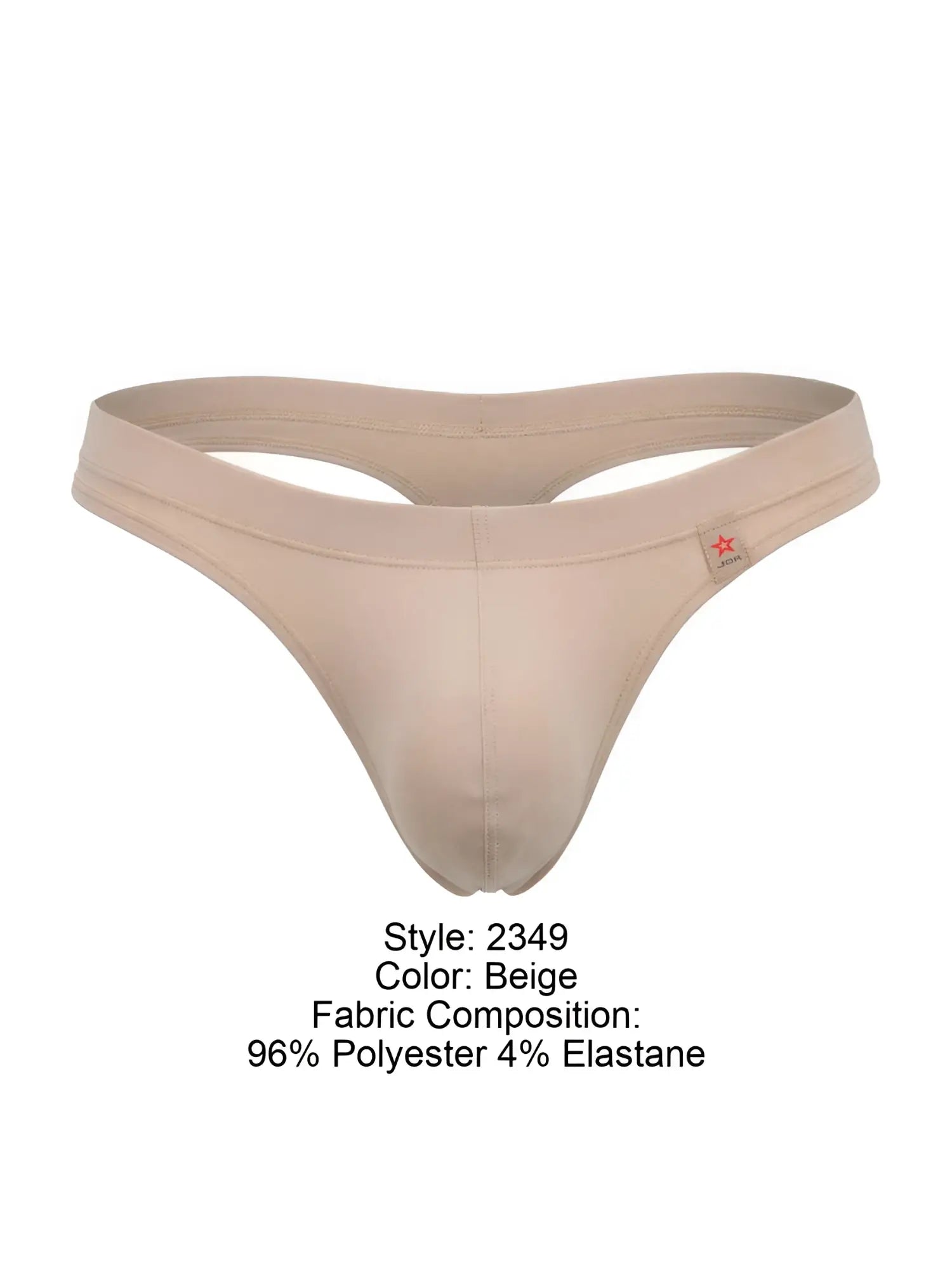 Beige jor 2349 invisible thong made of 96 polyester 4 elastane with small red star logo on the side