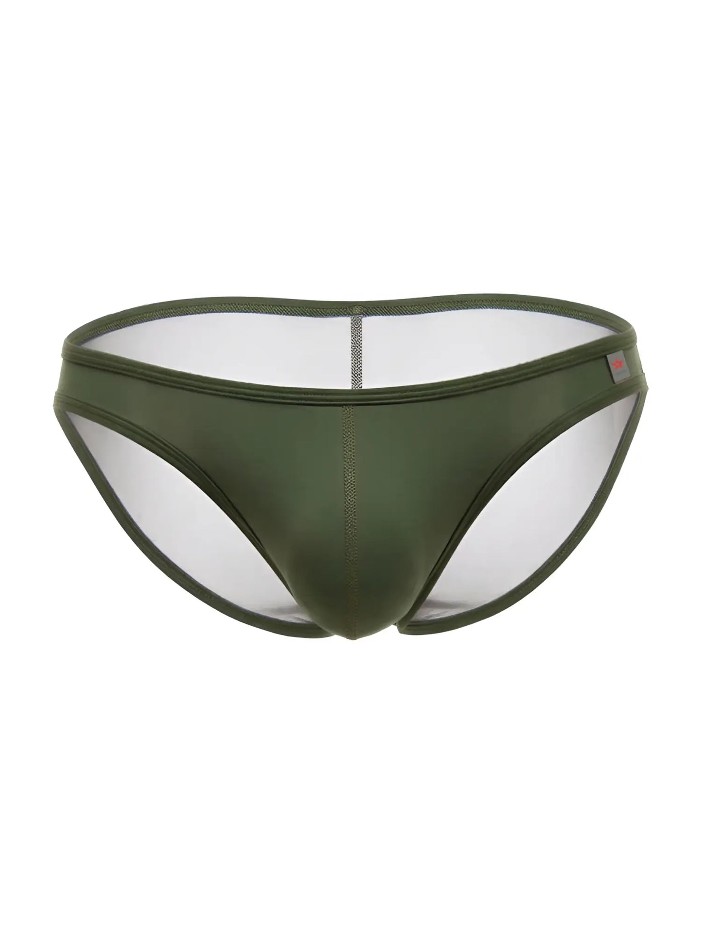 Olive green jor 2353 origin bikini mesh briefs with sleek form-fitting design and transparent side panels