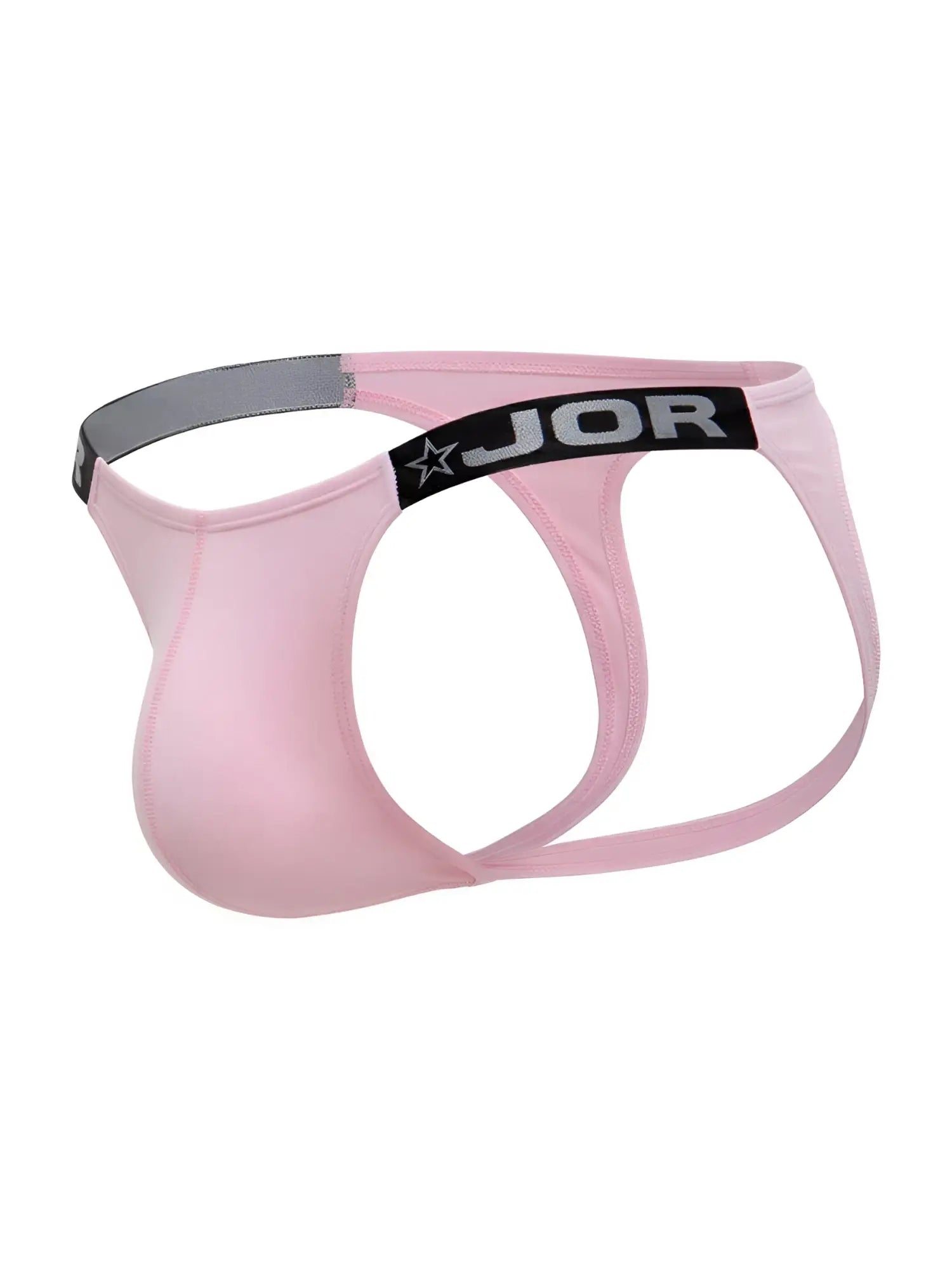 Pink jor 2356 eros jockstrap men’s briefs with black waistband and star emblem for comfortable support