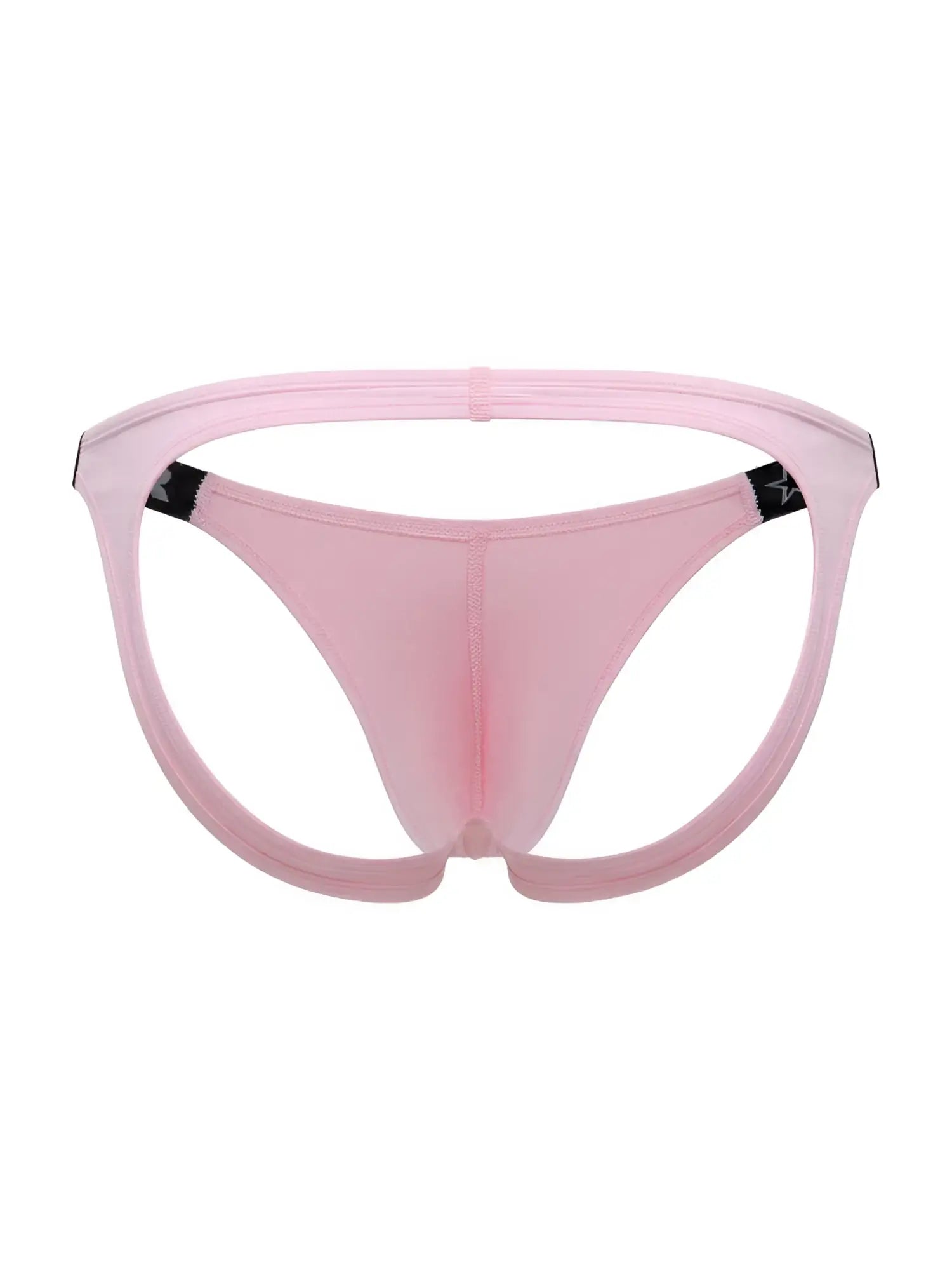 Pink jor 2356 eros jockstrap sheer mesh thong with black star logo accents on side straps