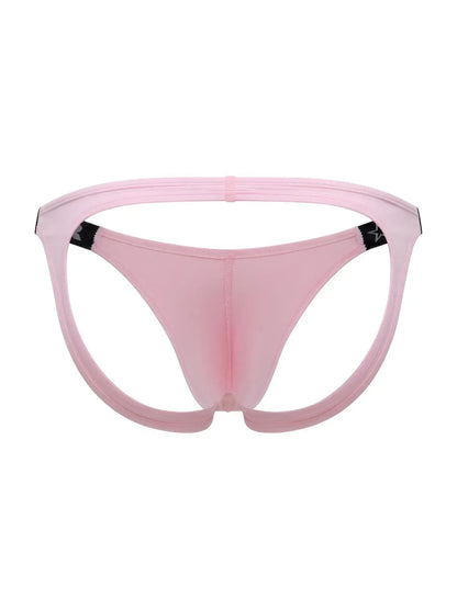 Pink jor 2356 eros jockstrap sheer mesh thong with black star logo accents on side straps