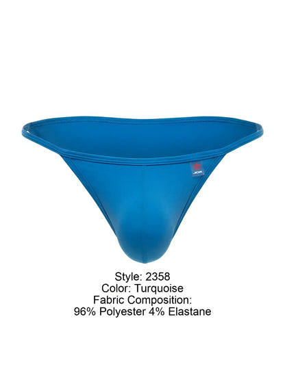 Turquoise jor 2358 axel bikini thong made of 96 polyester and 4 elastane shown from the back side