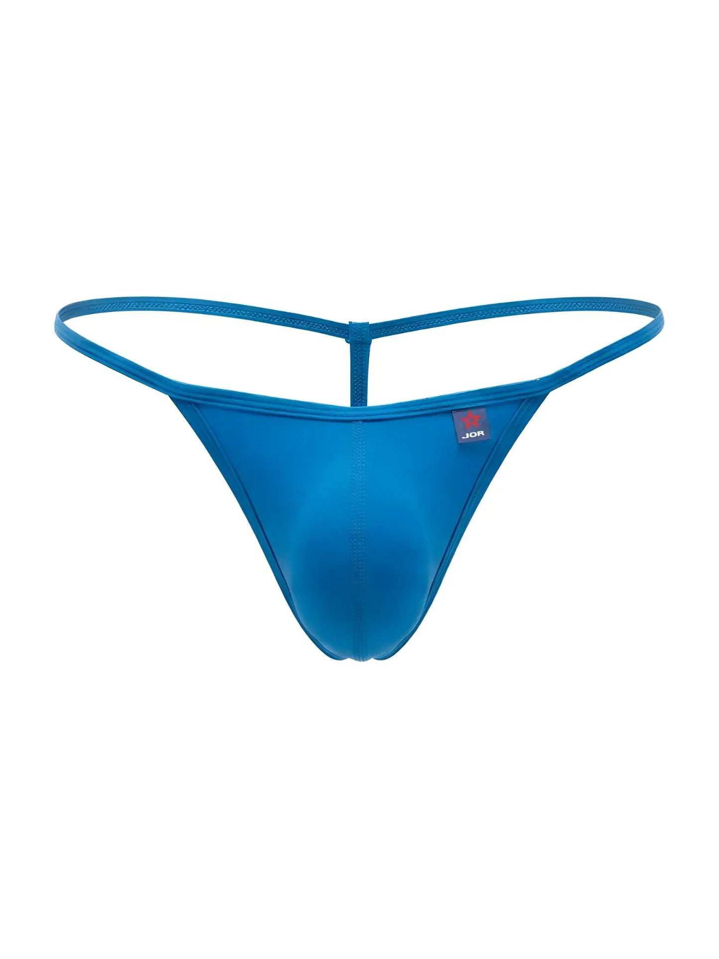 Bright blue jom brand jor 2359 axel g-string thong with smooth stretchy fabric and thin supportive straps in turquoise