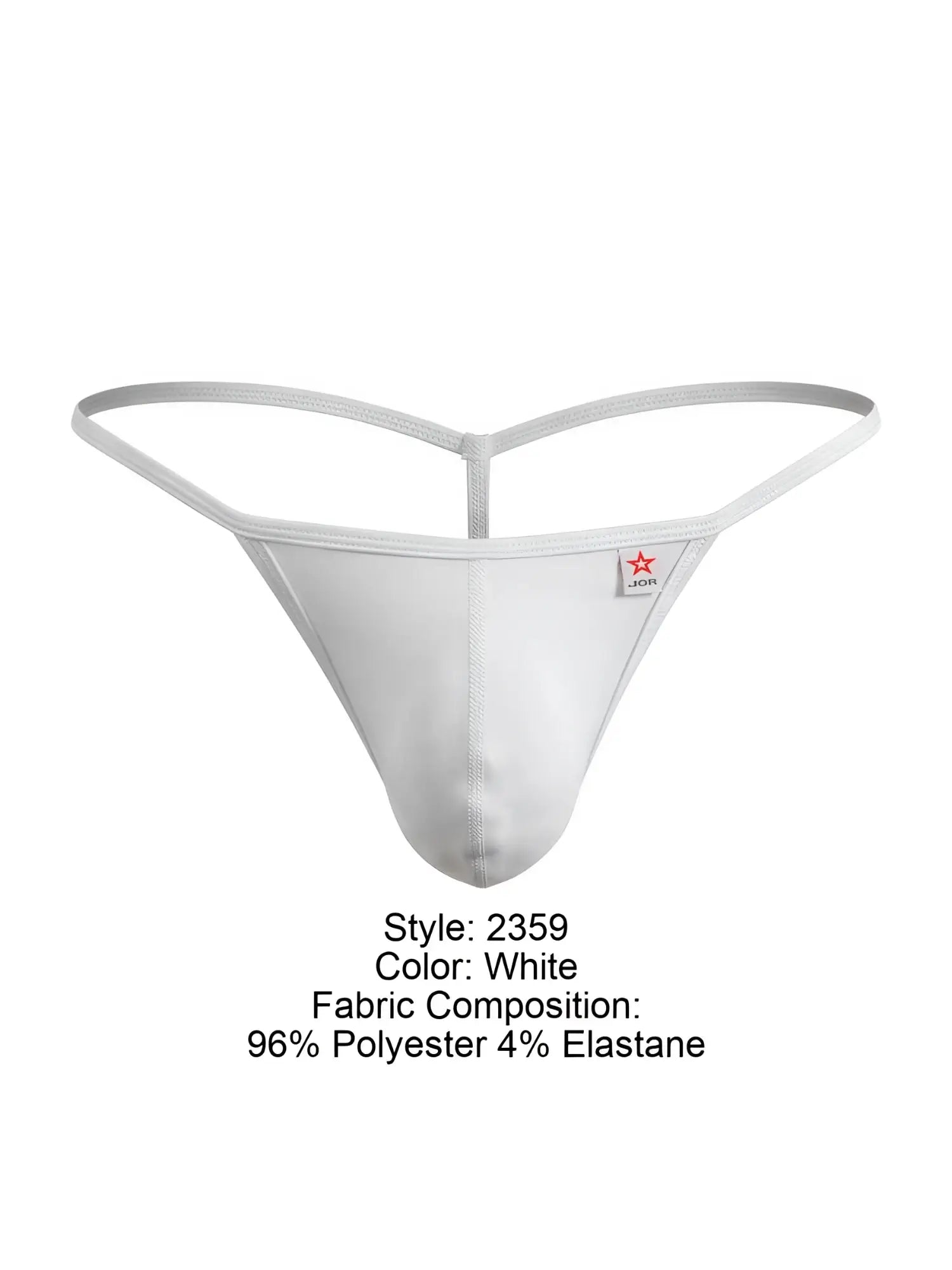 White mens thong jor 2359 axel g-string in white with thin elastic straps and smooth polyester-elastane blend