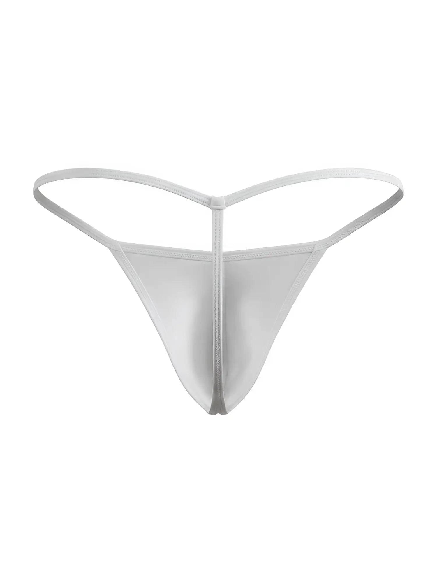 A sleek translucent white JOR 2359 Axel satin g-string with minimalist design and thin supportive straps