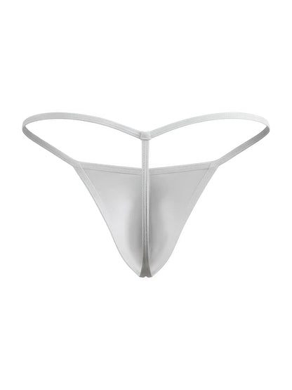 A sleek translucent white JOR 2359 Axel satin g-string with minimalist design and thin supportive straps