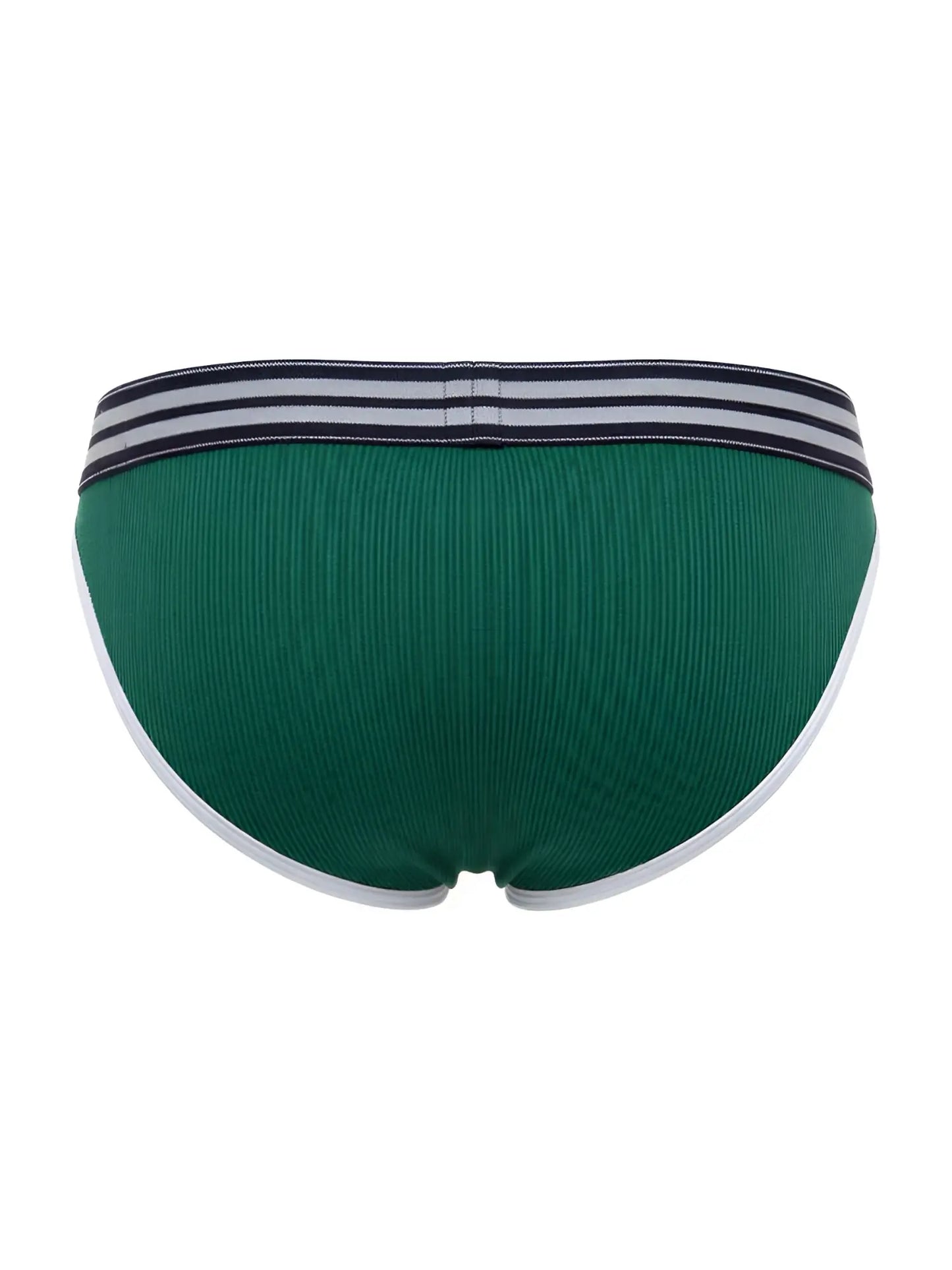 Green ribbed briefs with navy and white striped waistband from jor 2362 rush bikini color green collection
