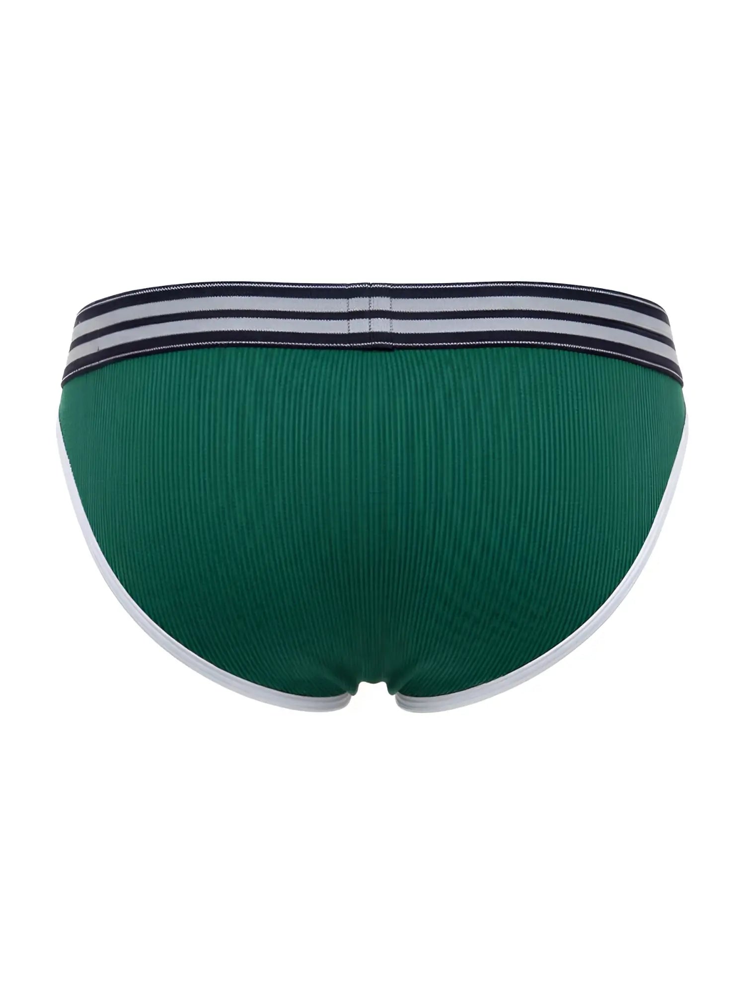 Green ribbed briefs with navy and white striped waistband from jor 2362 rush bikini color green collection