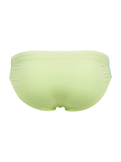 Jor 2384 wind swim briefs green lime green swim trunks with subtle teal trim along side seams for water use