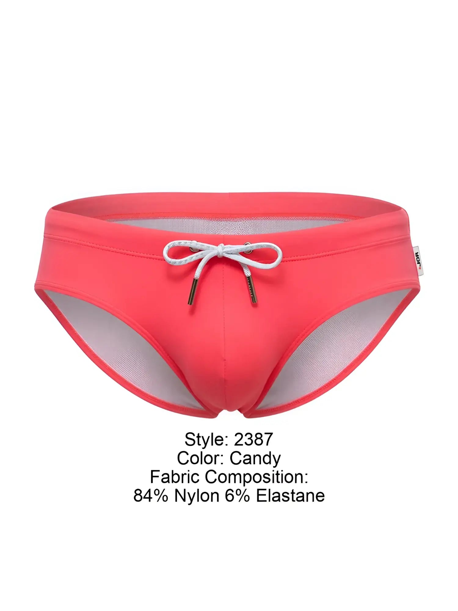 Jor 2387 travel swim briefs in candy color with white drawstring and mesh lining for comfortable swimming