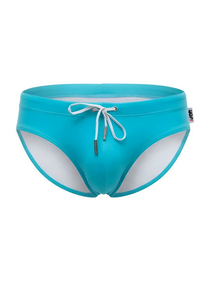 Turquoise jor 2387 travel swim briefs with white drawstring elastic waistband designed for comfortable swimming