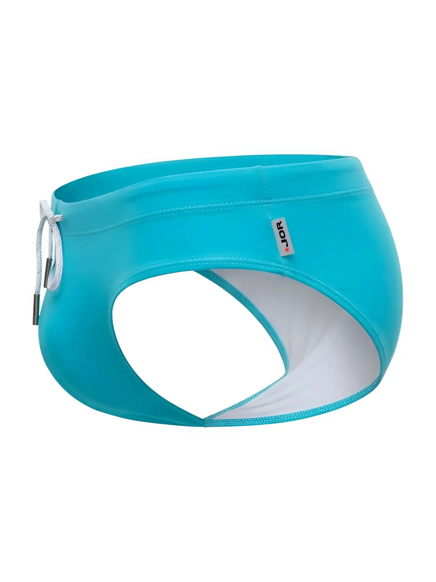 Turquoise JOR 2387 travel swim briefs with white interior and adjustable drawstring for comfortable fit