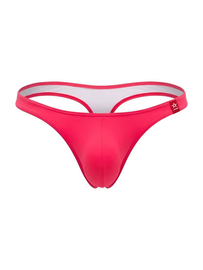 Bright pink travel swim thong jor 2389 with white inner lining and red brand tag in color candy